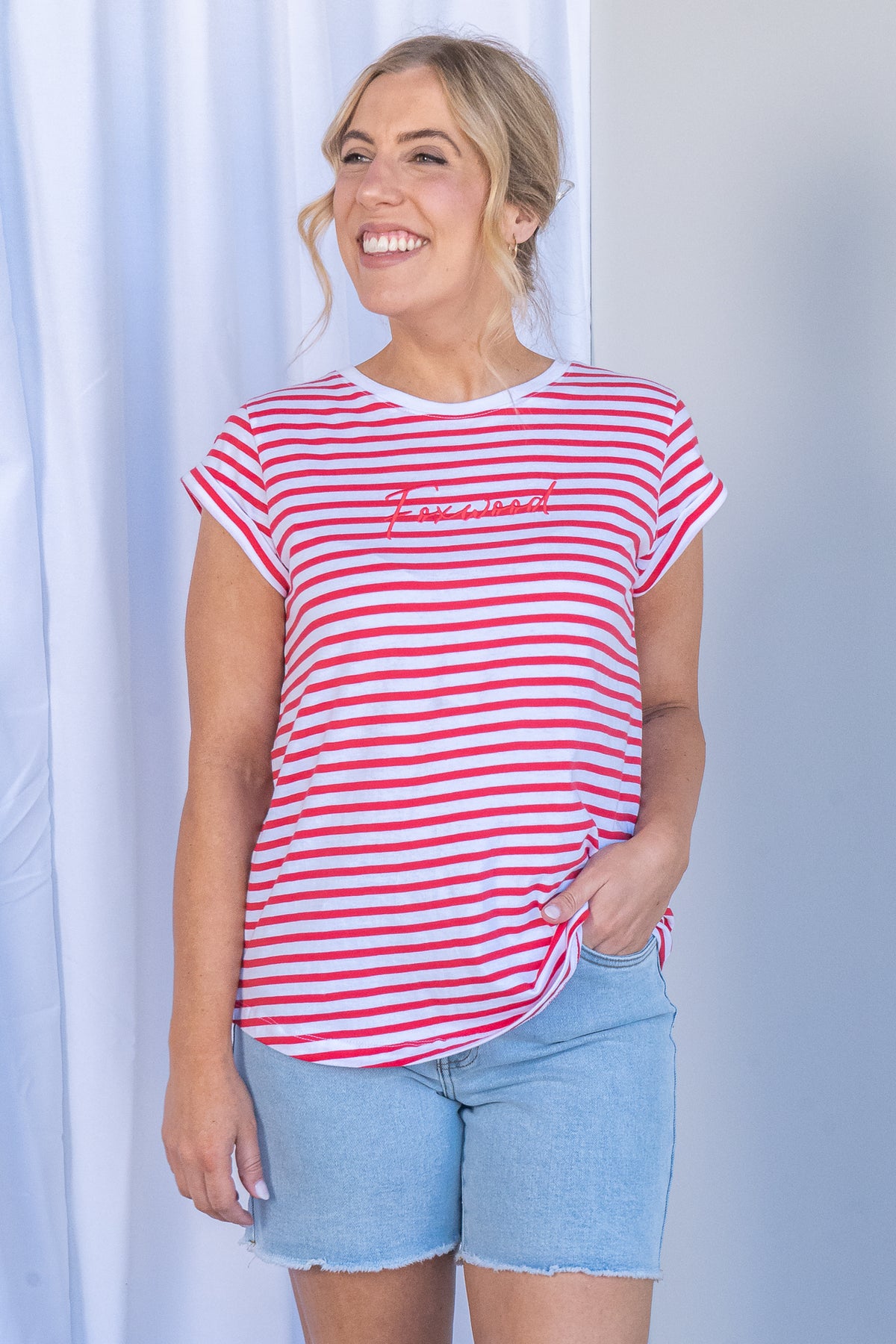 Signature Stripe Tee in Cayenne - Foxwood