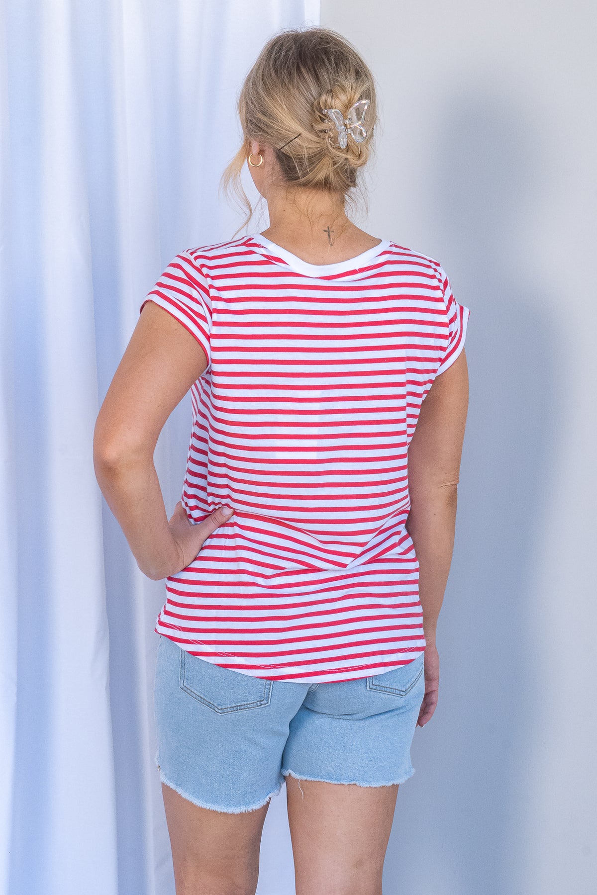 Signature Stripe Tee in Cayenne - Foxwood