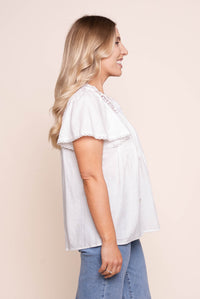 Jasper Lace S/S Top in White