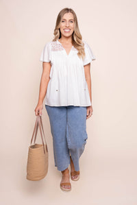 Jasper Lace S/S Top in White