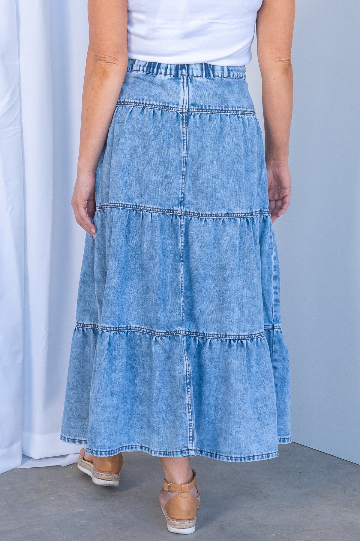 Coco Denim Maxi Skirt in Light Blue - All About Eve