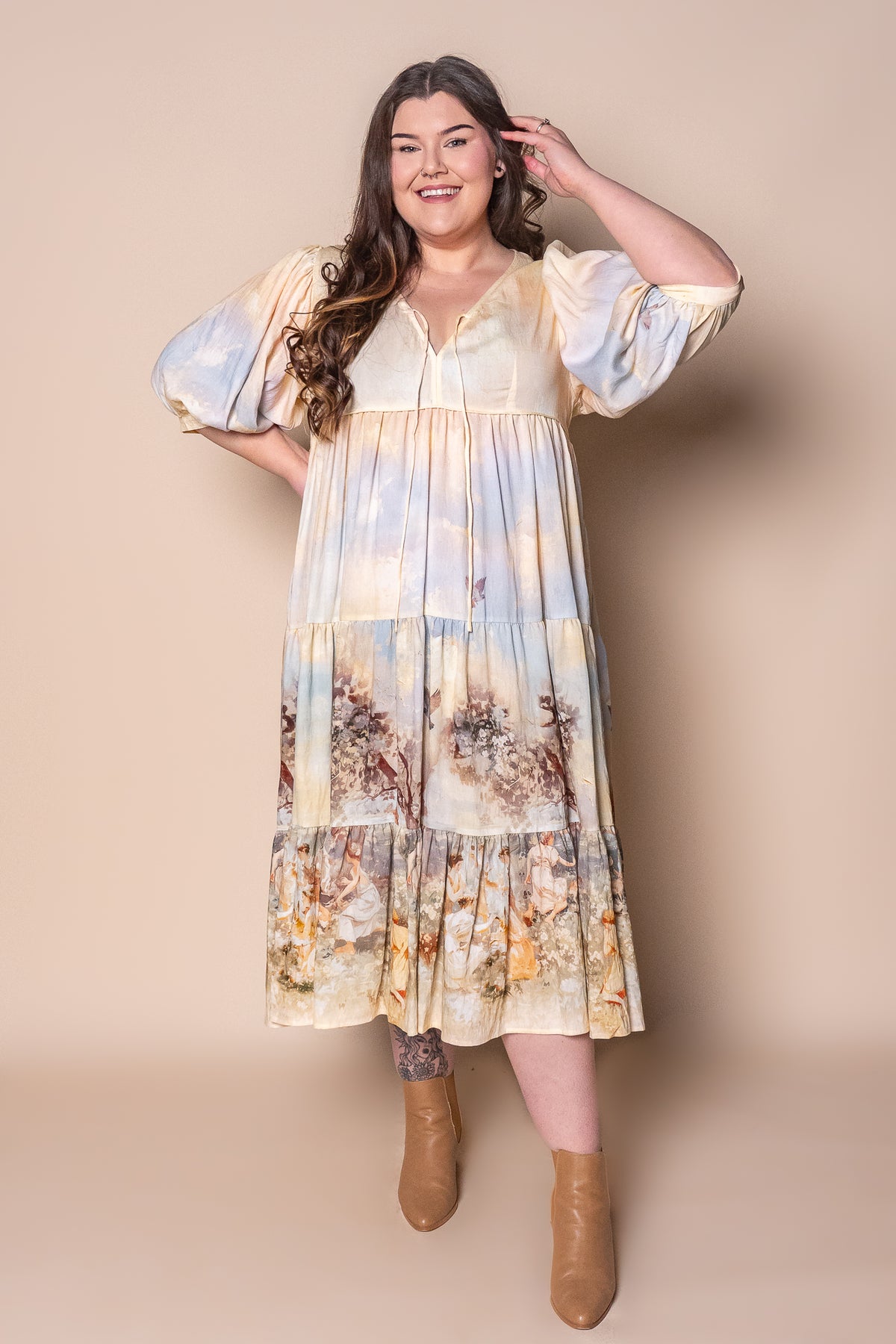 Juliet Midi Dress in Lemon Multi