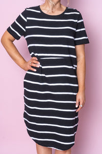 Bay Stripe Dress in Black/White Stripe - Foxwood