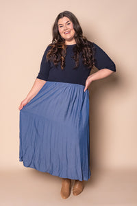 Venetta Midi Dress in Navy/Mid Blue