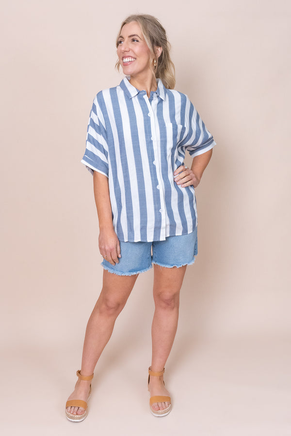 Noni Shirt in White Stripe