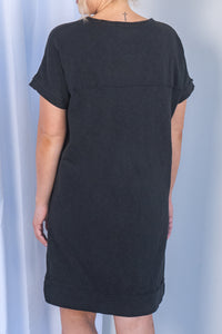 Allison Tee Dress in Washed Black - Foxwood