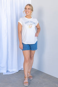 Italian Summer Tee in Vintage White - Foxwood