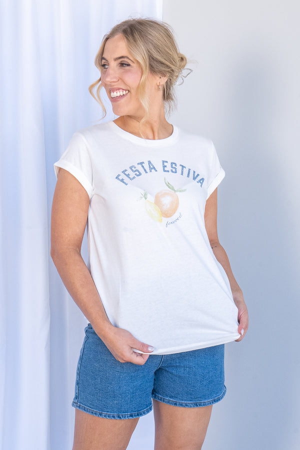 Italian Summer Tee in Vintage White - Foxwood