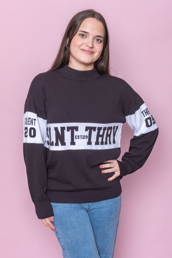 Sequence Knit Jumper in Black - Silent Theory