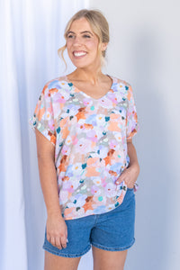 Nancy Top in Peach Multi