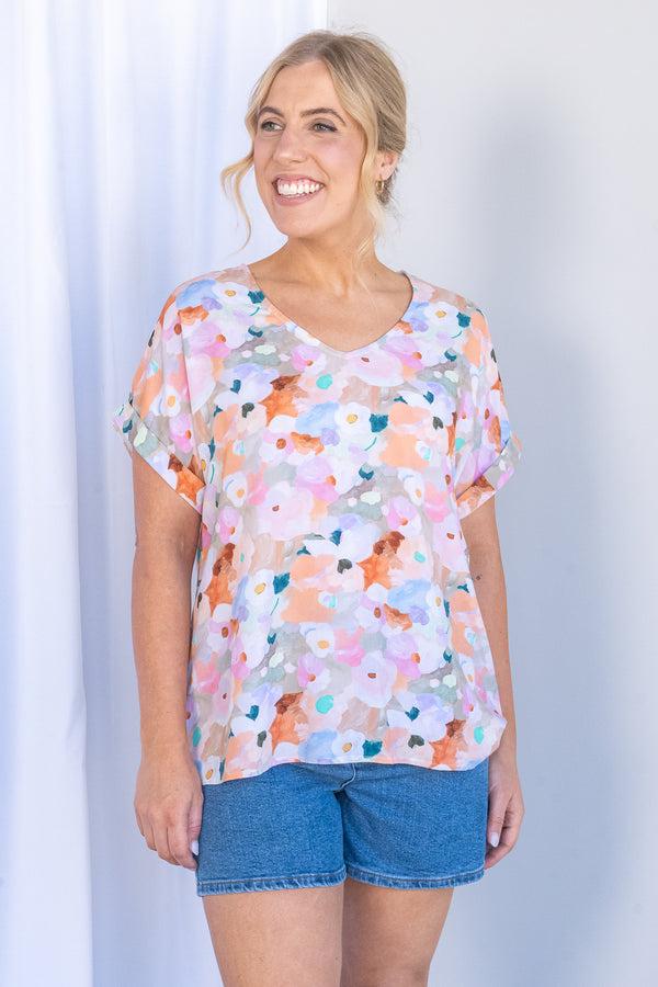 Nancy Top in Peach Multi