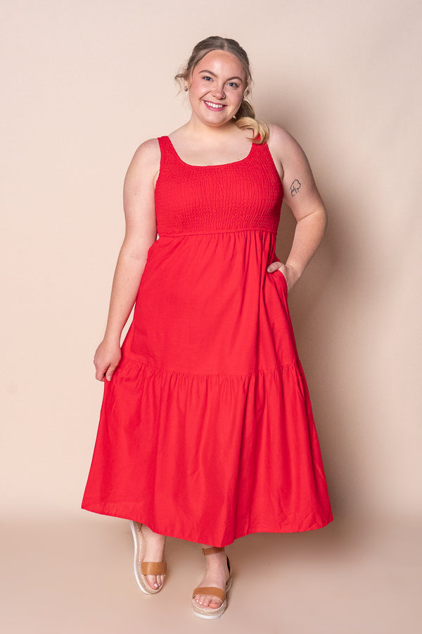 Tasha Midi Dress in Red
