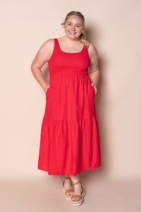 Tasha Midi Dress in Red