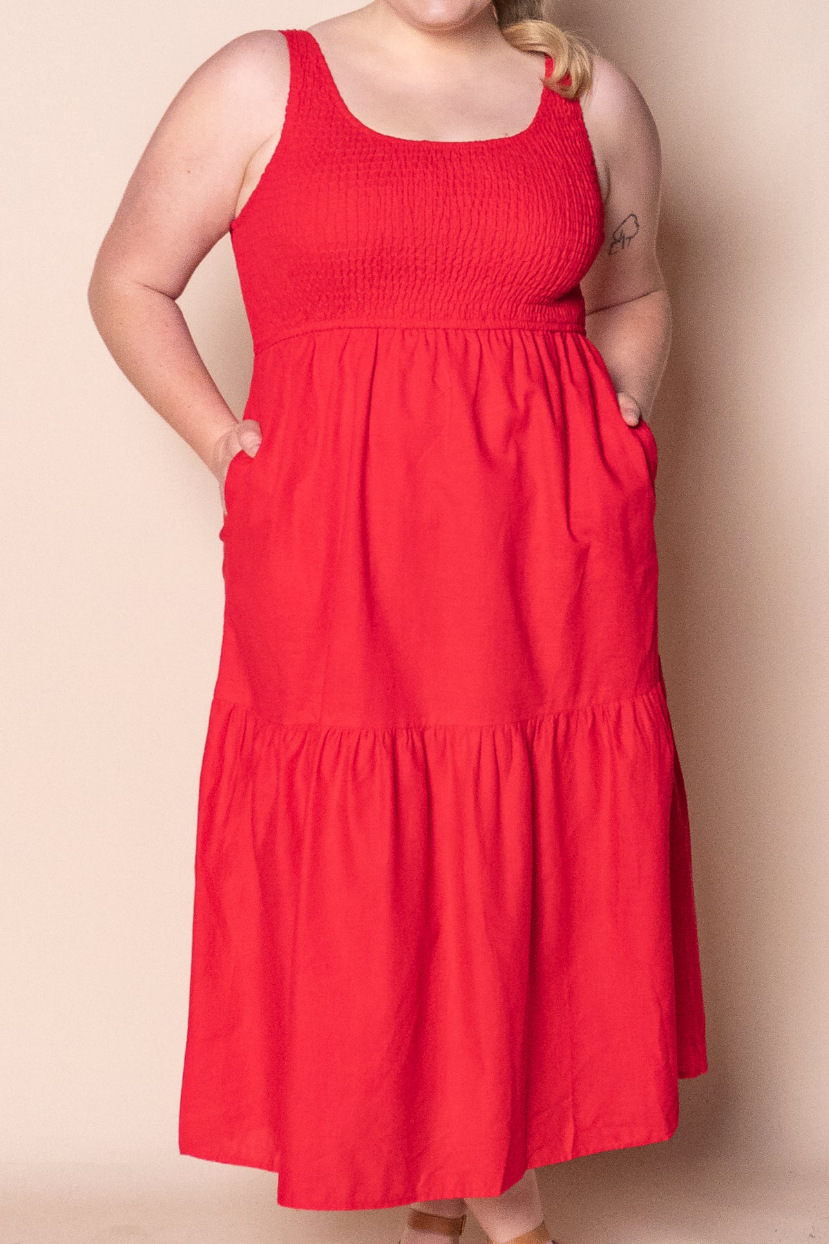 Tasha Midi Dress in Red