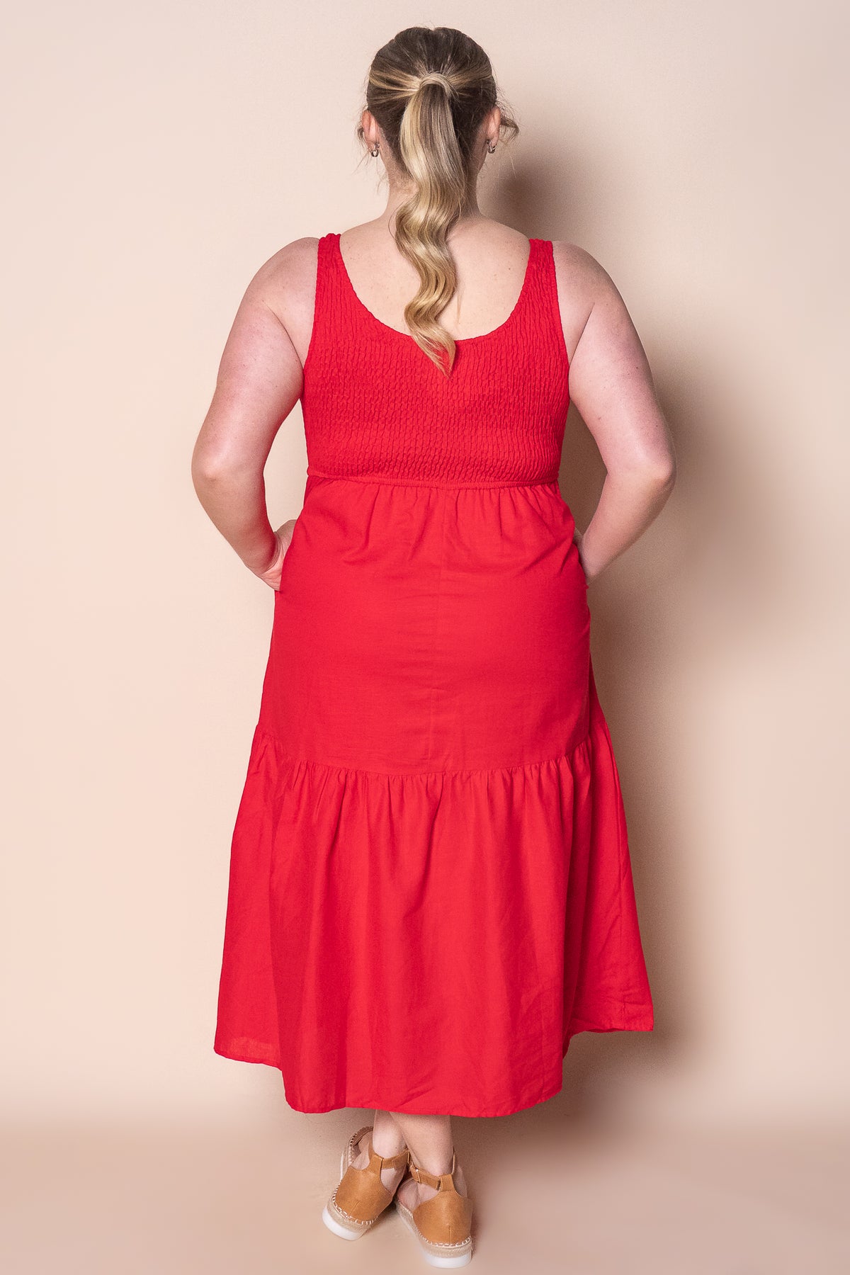 Tasha Midi Dress in Red