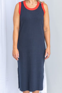 Union Rib Dress in Navy - Foxwood