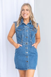 Kennedy Denim Dress in Heritage Blue - All About Eve