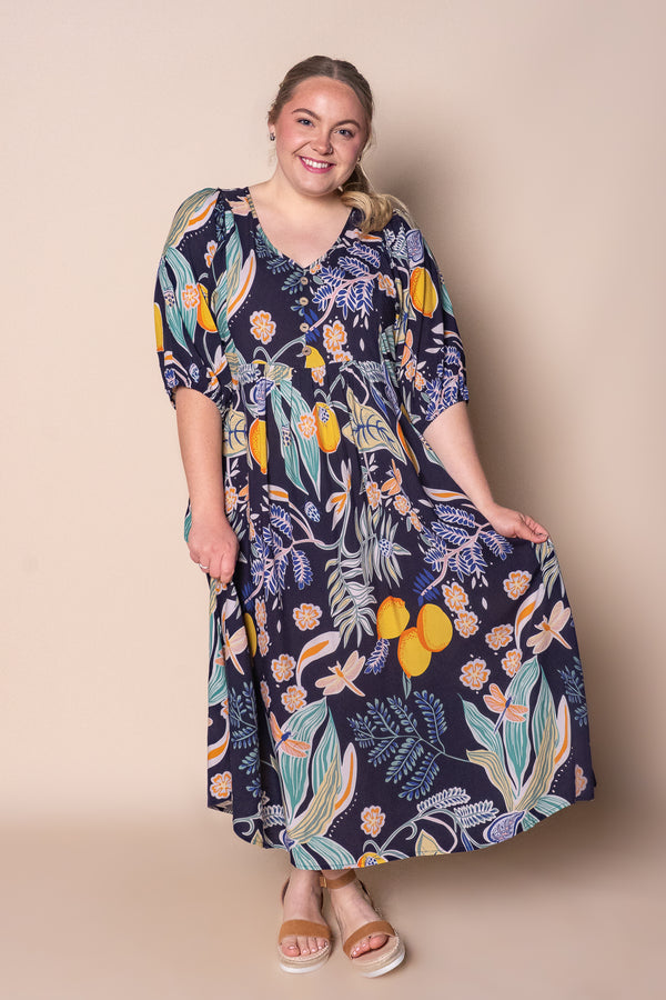 Dora Midi Dress in Navy