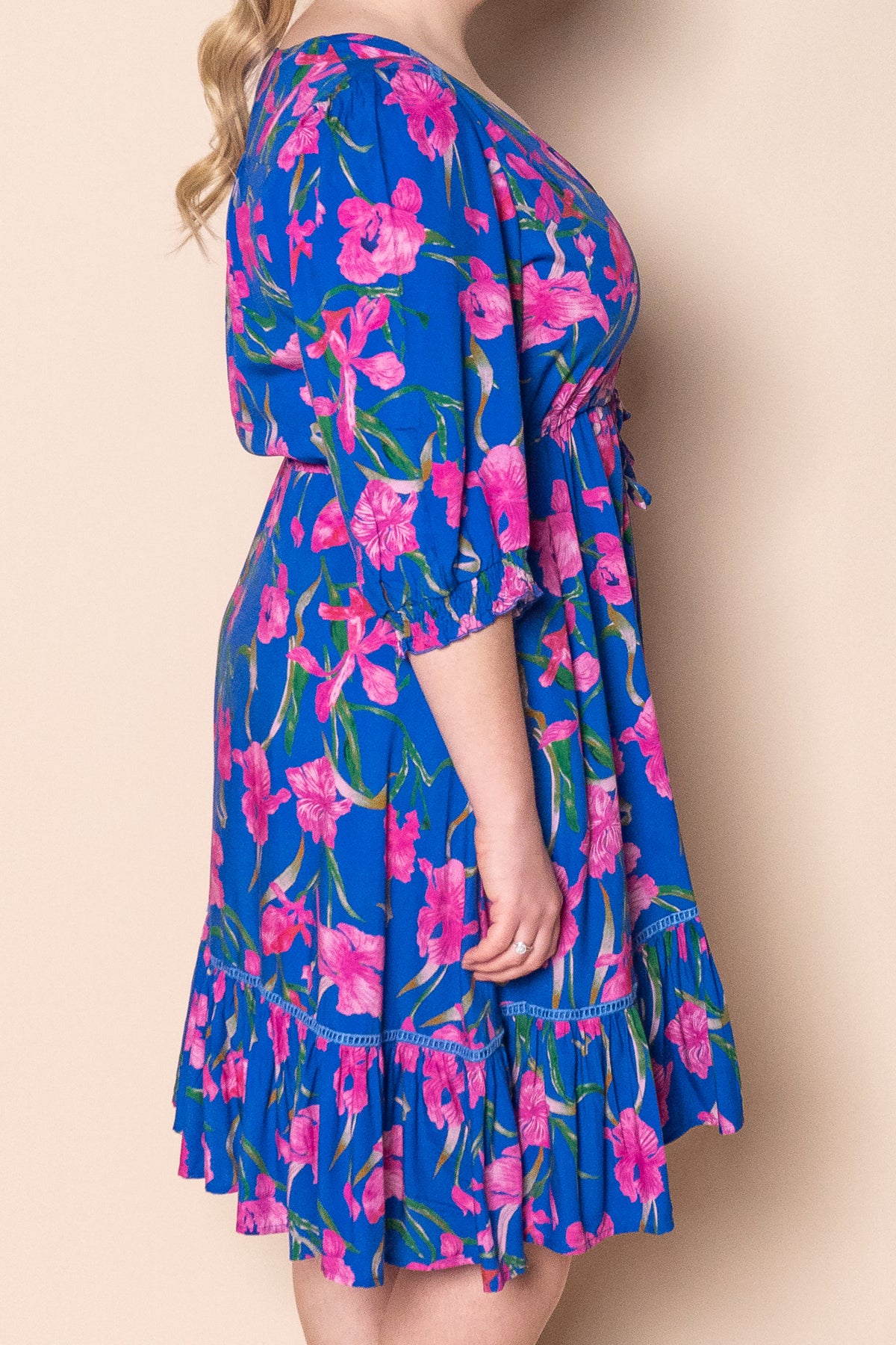 Selene Floral Dress in Royal Blue