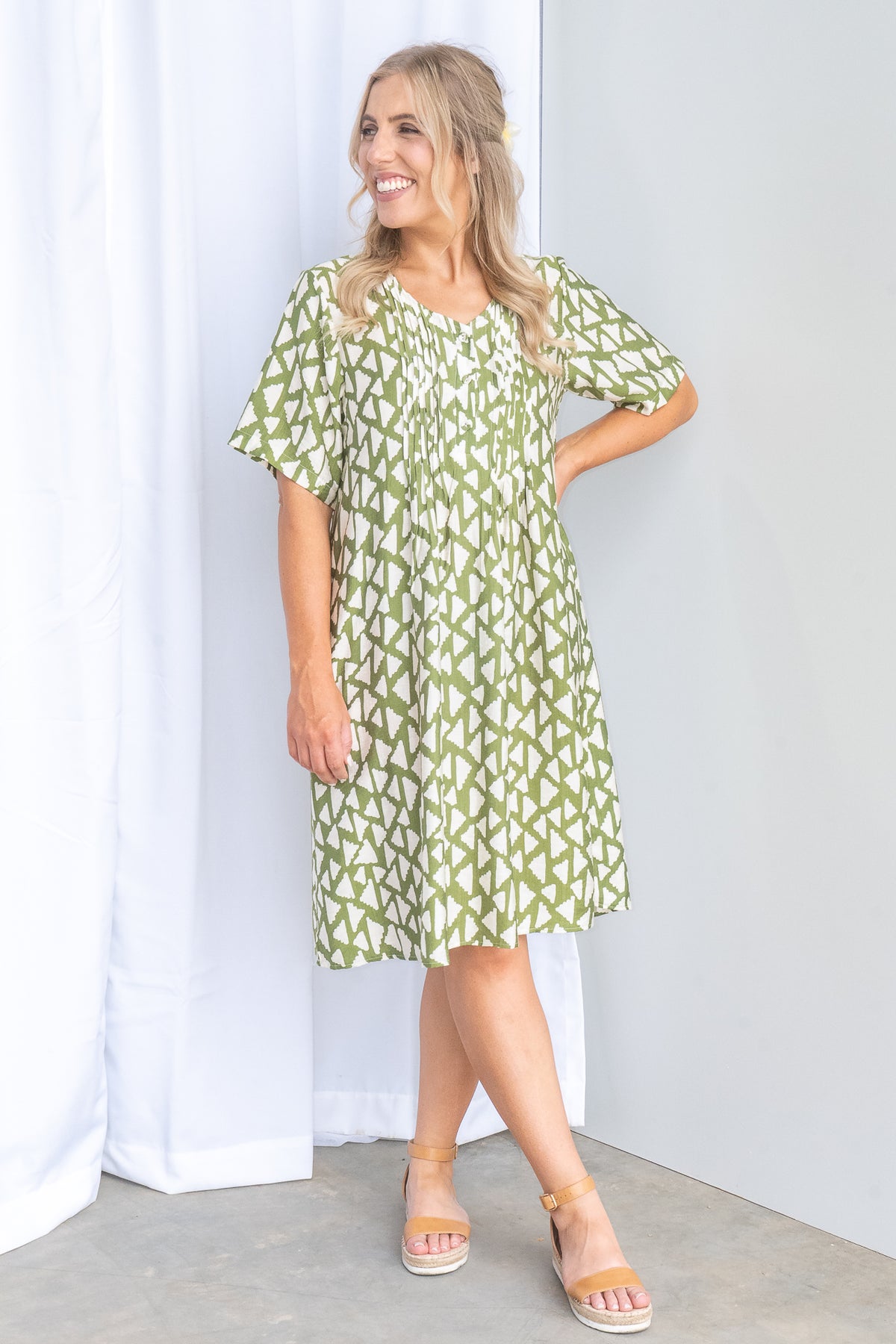 Zoila Dress in Forest Green