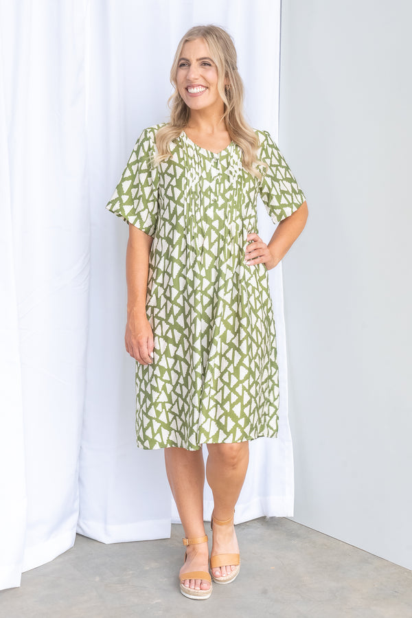 Zoila Dress in Forest Green