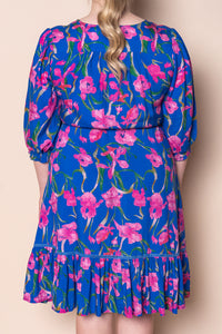 Selene Floral Dress in Royal Blue