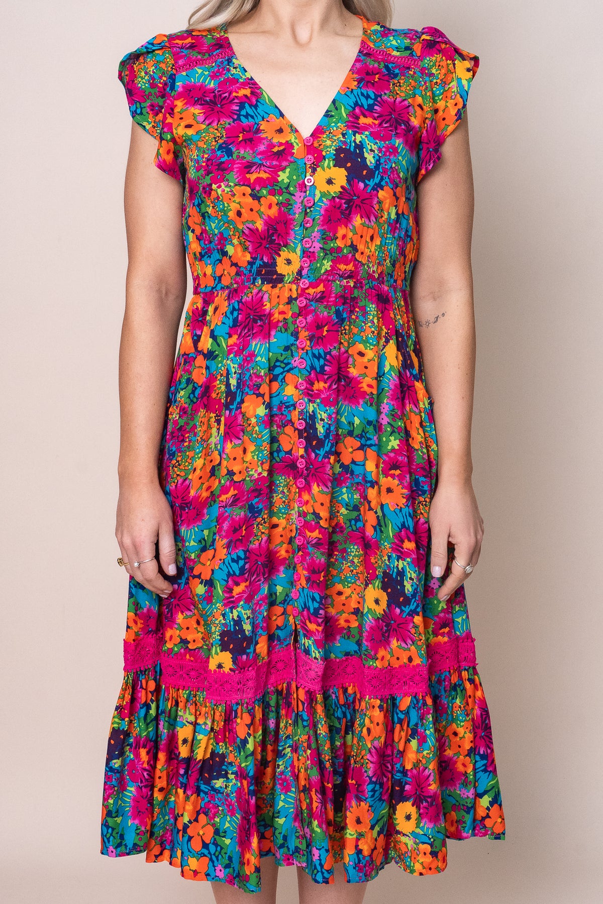 Chantelle Dress in Magenta