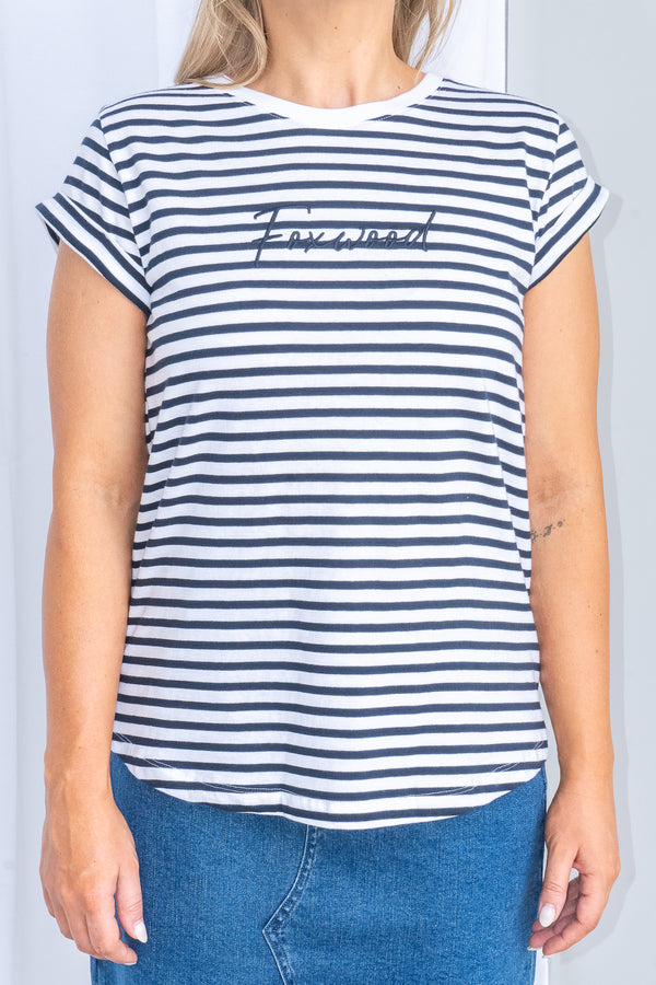 Signature Stripe Tee in Dark Sapphire - Foxwood