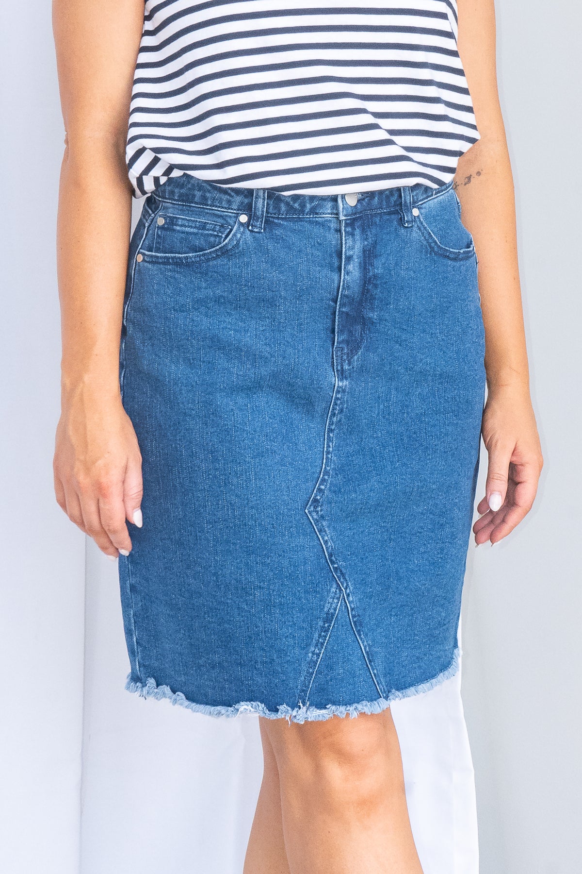 Belle Skirt in Mid Denim - Foxwood