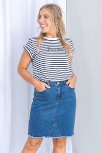 Belle Skirt in Mid Denim - Foxwood