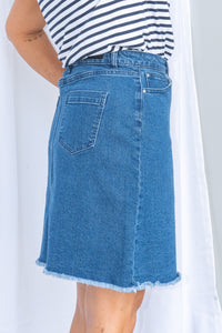 Belle Skirt in Mid Denim - Foxwood