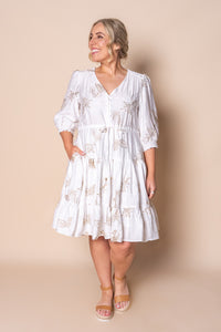 Prue Floral Embroidery Dress in White
