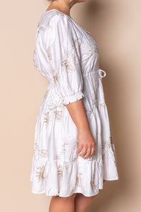 Prue Floral Embroidery Dress in White