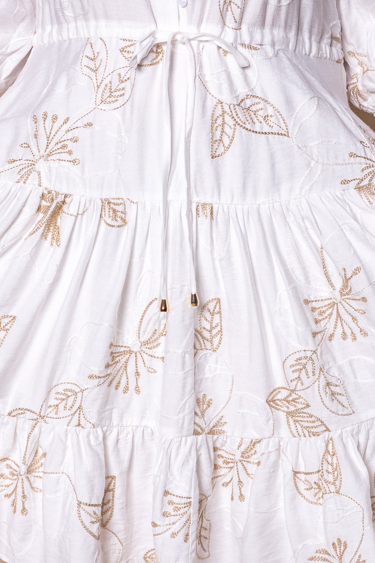 Prue Floral Embroidery Dress in White