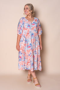 Peaches Midi Dress in Blue Multi