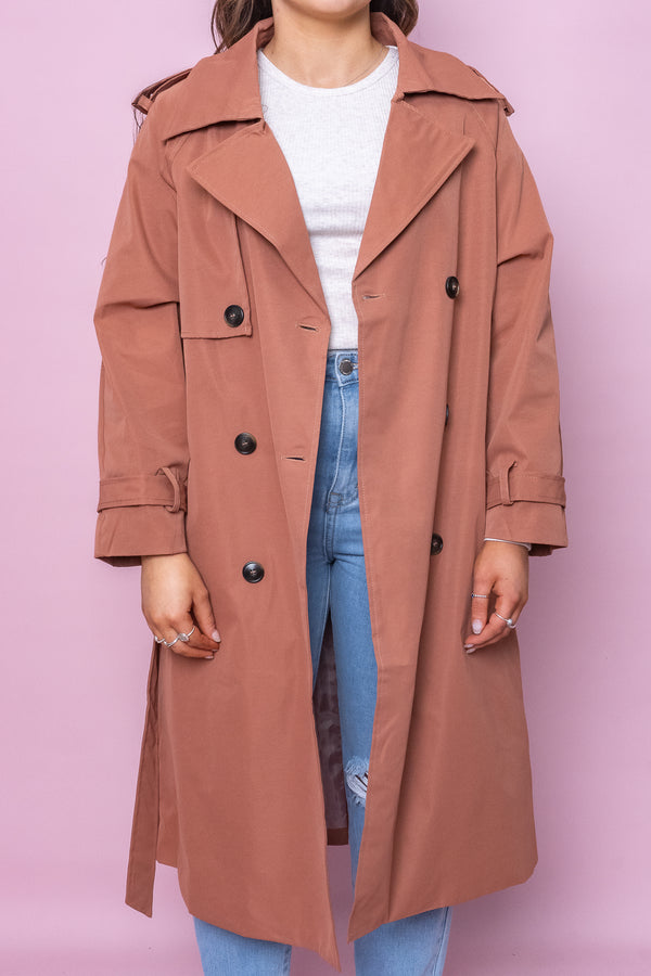 Ivy Trench Coat in Dusty Pink