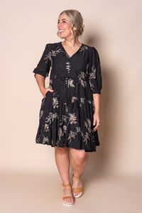 Prue Floral Embroidery Dress in Black