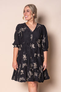 Prue Floral Embroidery Dress in Black
