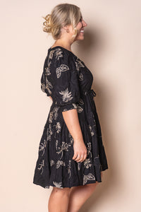 Prue Floral Embroidery Dress in Black