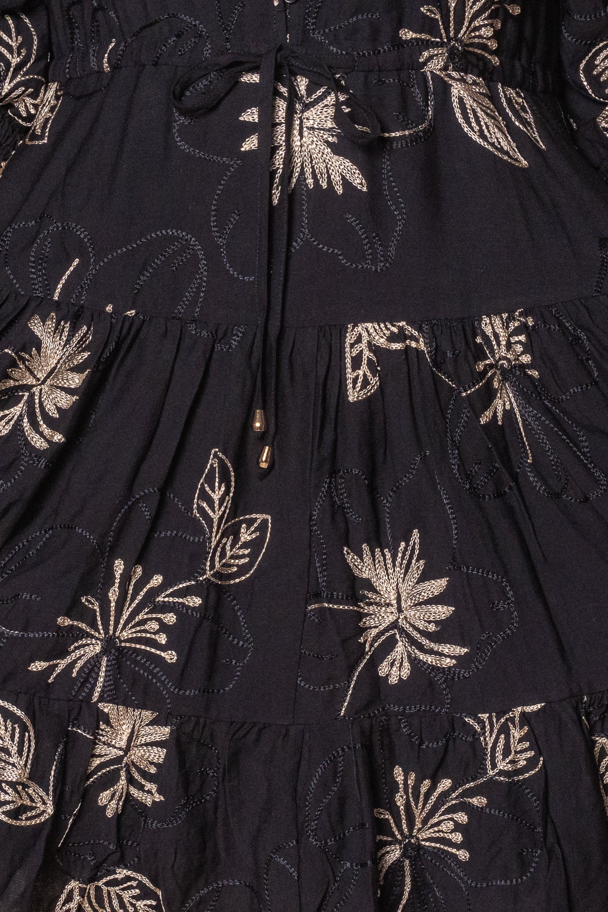 Prue Floral Embroidery Dress in Black