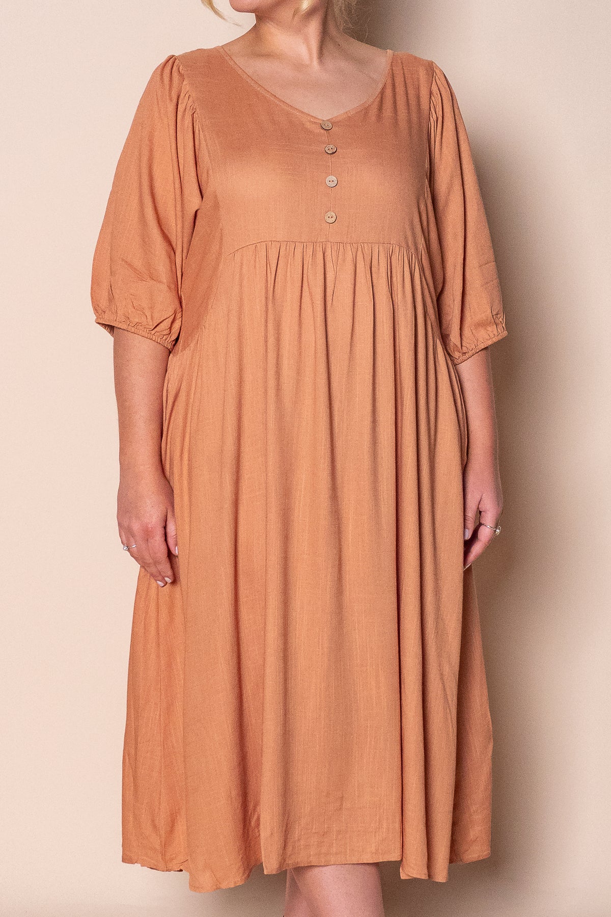 Emery Midi Dress in Caramel