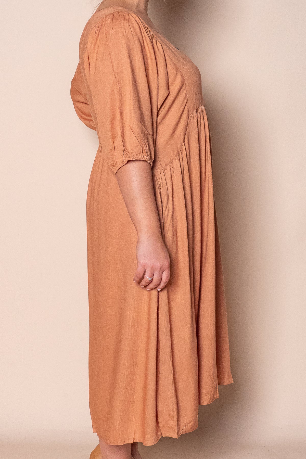 Emery Midi Dress in Caramel