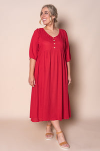 Emery Midi Dress in Raspberry