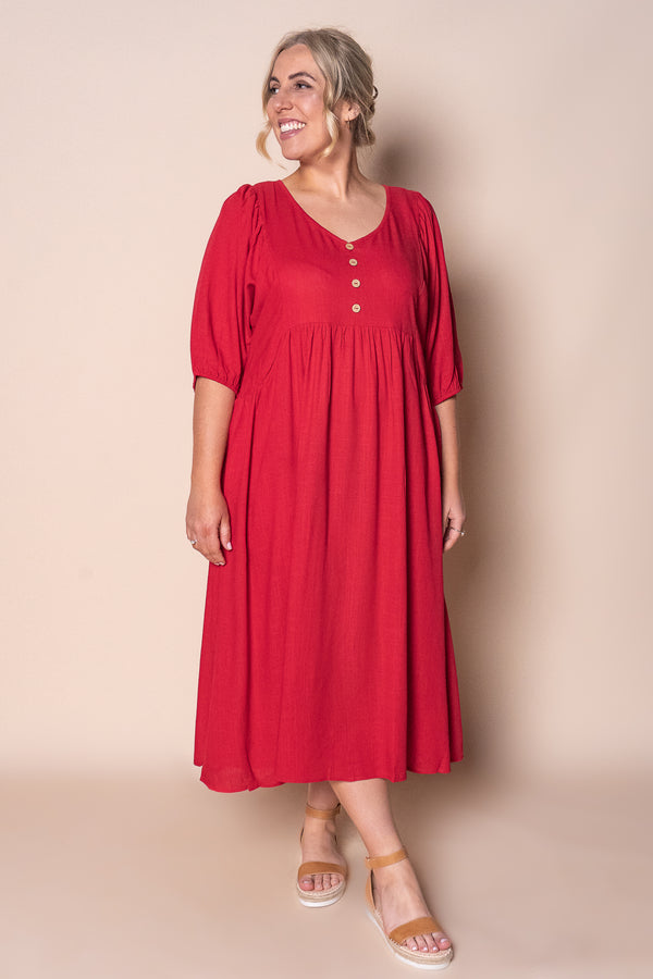 Emery Midi Dress in Raspberry