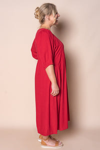 Emery Midi Dress in Raspberry