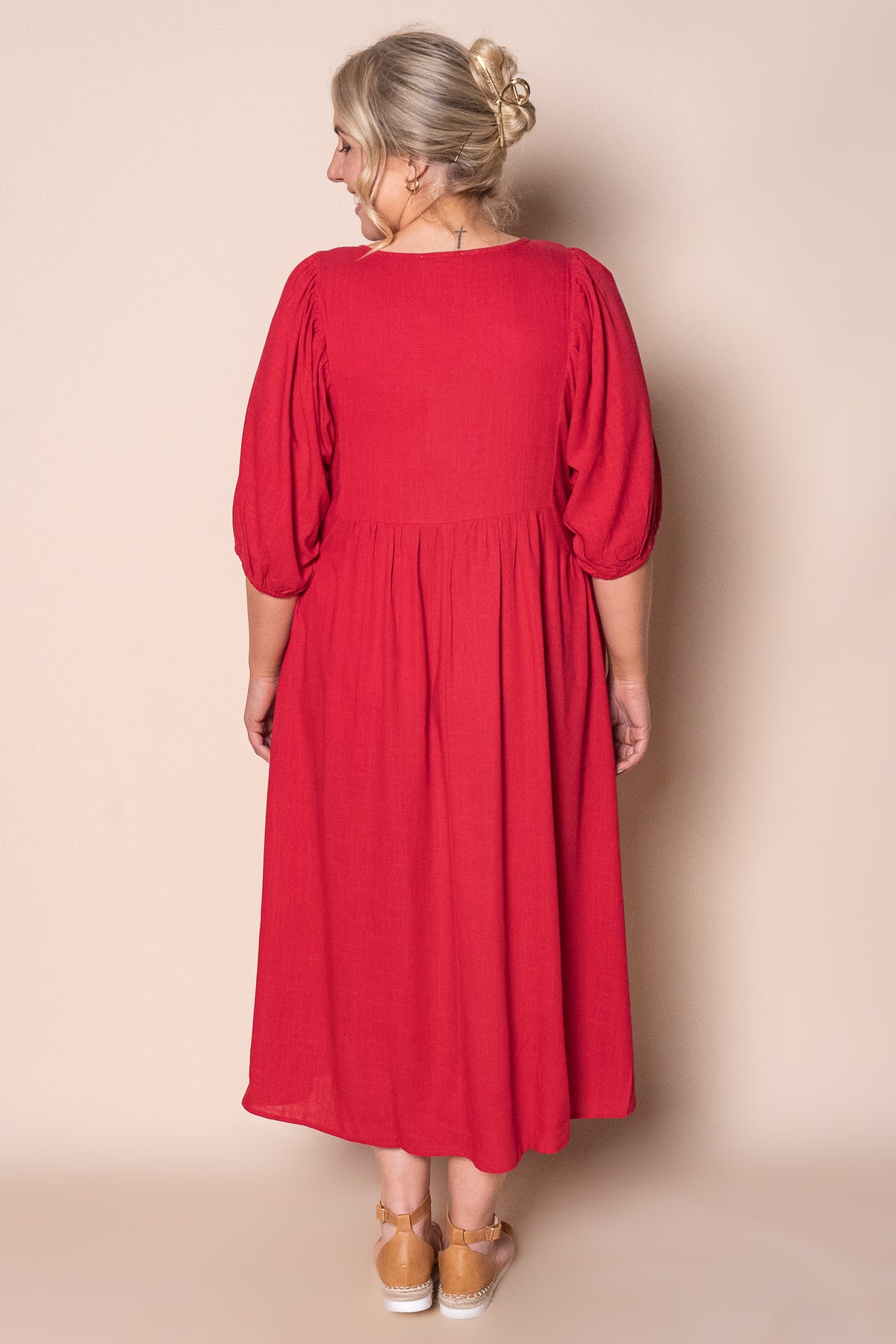 Emery Midi Dress in Raspberry