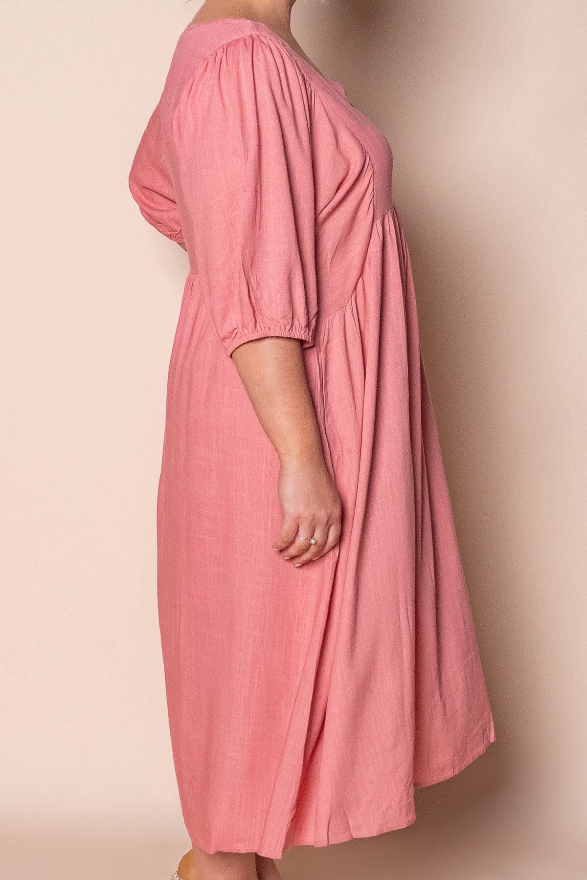 Emery Midi Dress in Dusty Pink