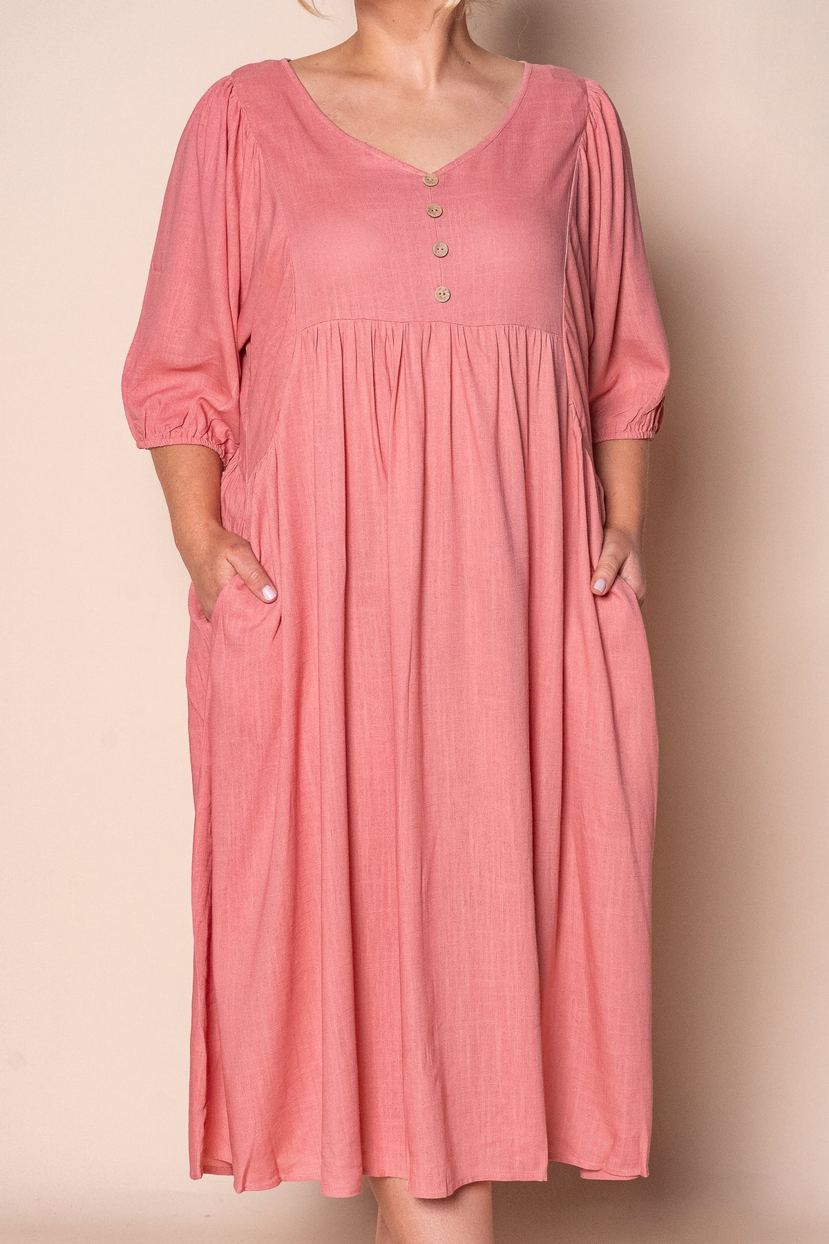 Emery Midi Dress in Dusty Pink