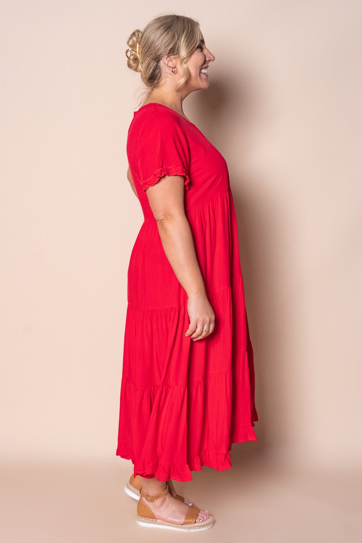Verina Midi Dress in Red
