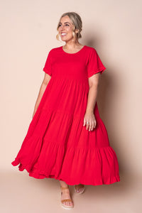 Verina Midi Dress in Red